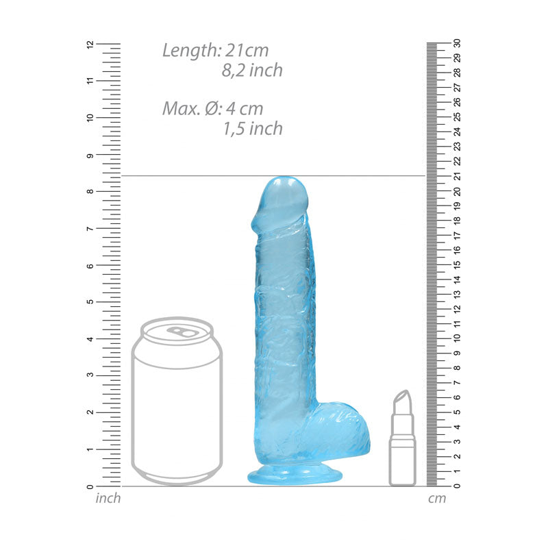 Realrock 8'' Realistic Dildo With Balls Blue 20.3 Cm Dong