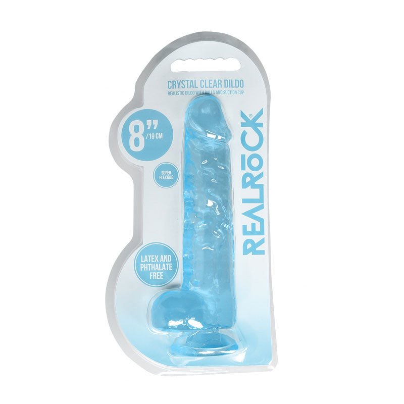 Realrock 8'' Realistic Dildo With Balls Blue 20.3 Cm Dong