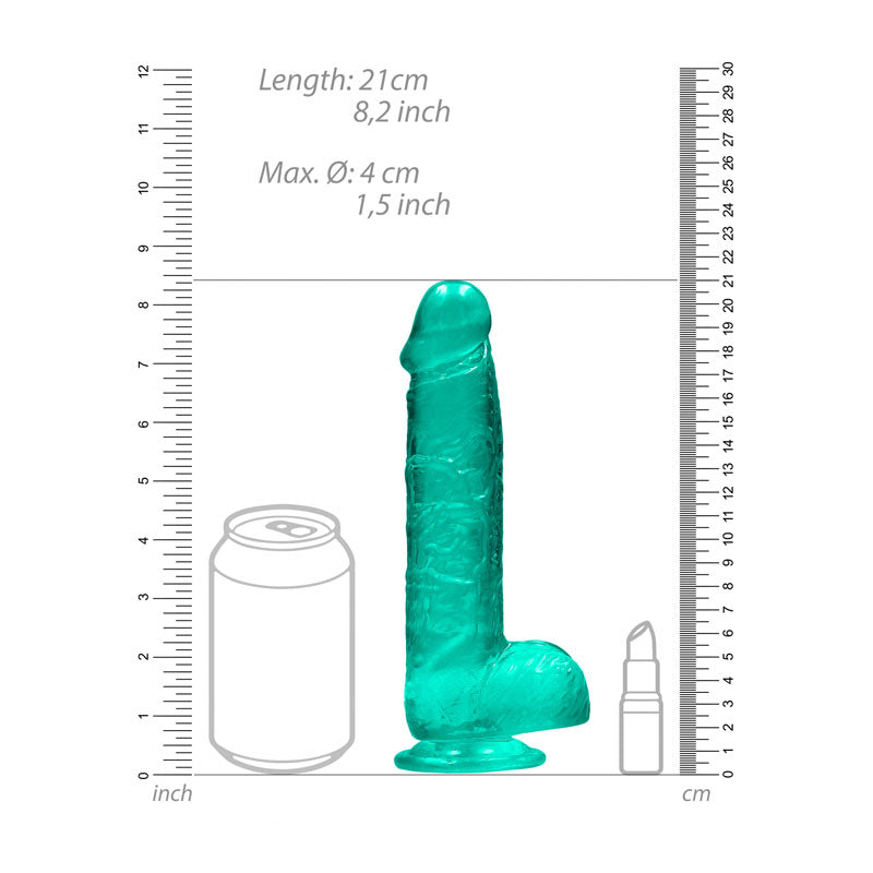 Realrock 8'' Realistic Dildo With Balls Turquoise 20.3 Cm Dong