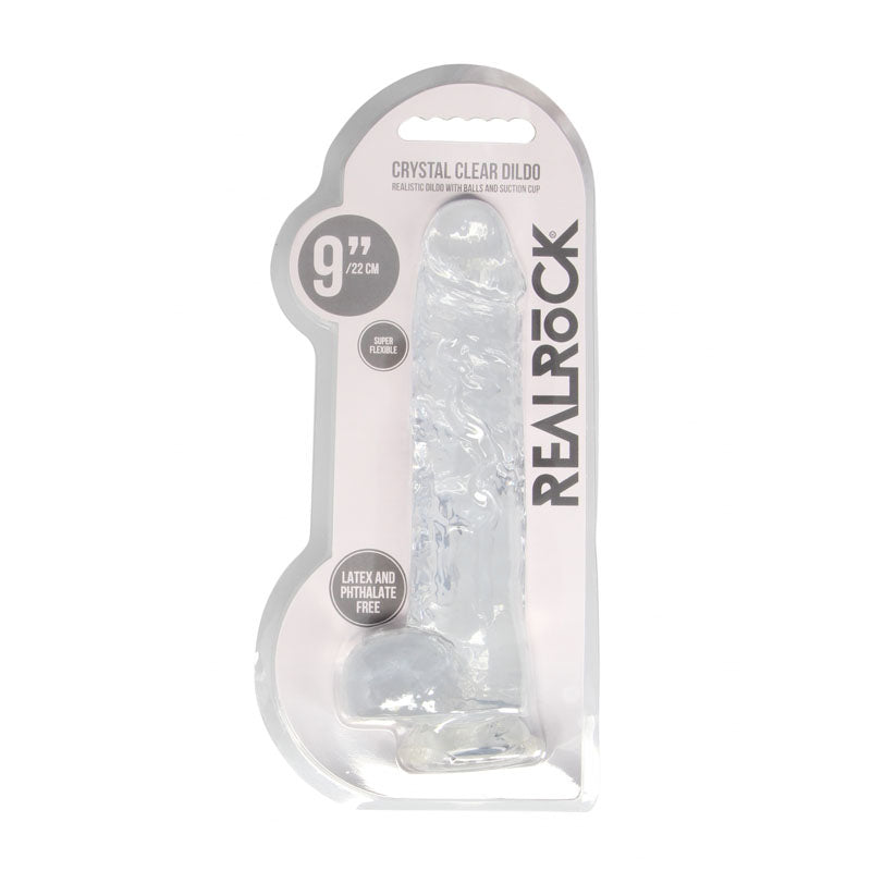 Real Rock 9'' Realistic Dildo With Balls Clear 22.9 Cm Dong