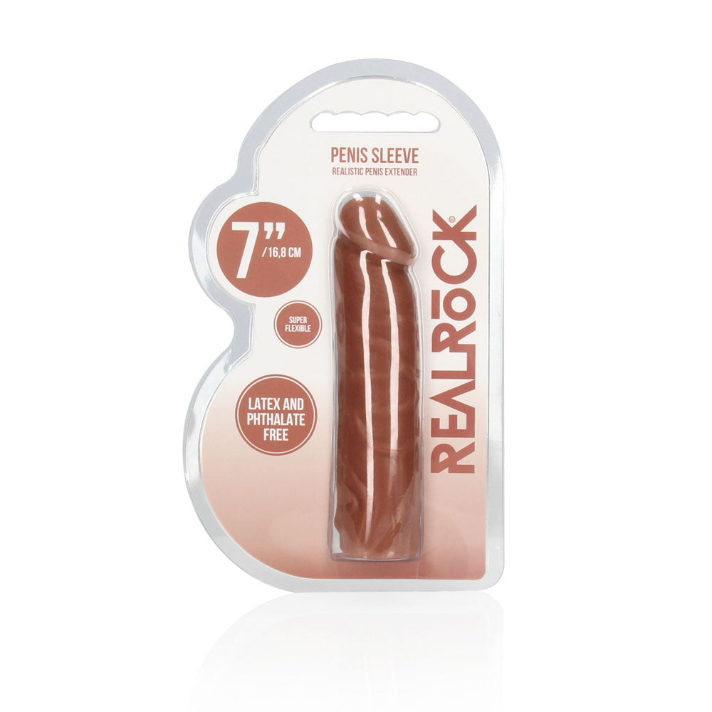 Realrock 7'' Penis Extender Tan Tan 17.8 Cm Penis Extension Sleeve