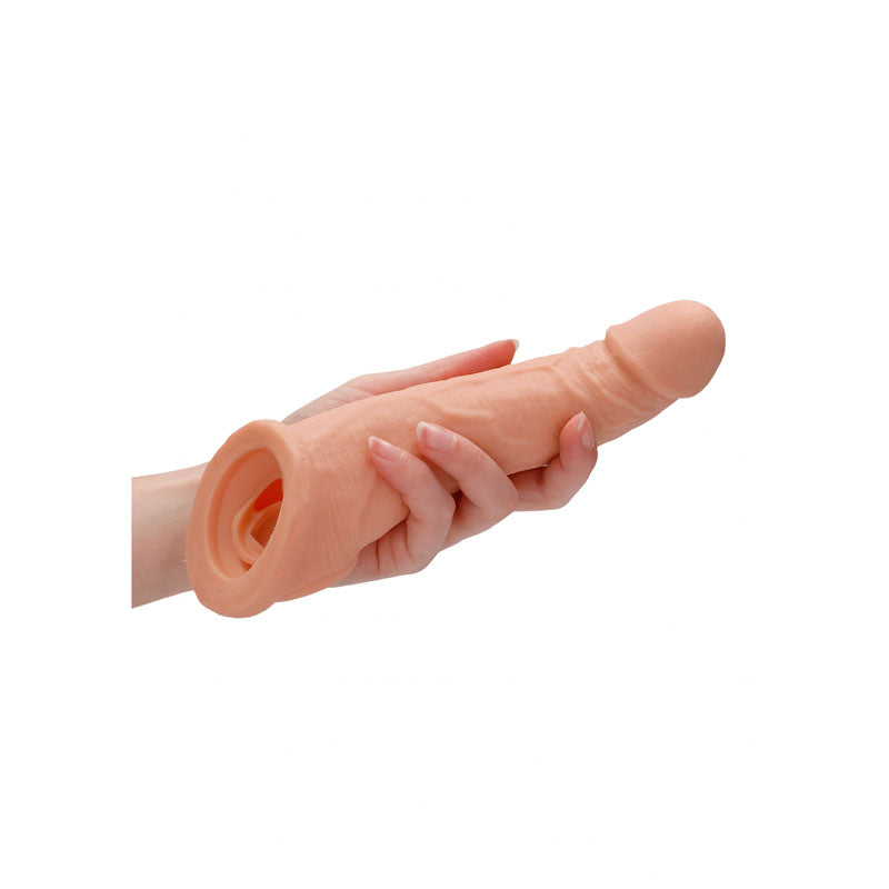 Realrock 8'' Realistic Penis Extender With Rings Flesh 20.3 Cm Penis Extension Sleeve