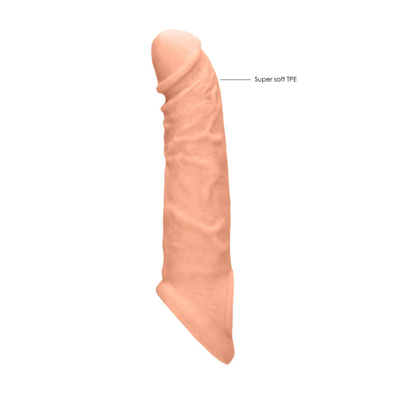 Realrock 8'' Realistic Penis Extender With Rings Flesh 20.3 Cm Penis Extension Sleeve