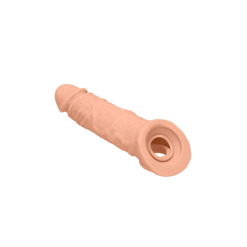 Realrock 8'' Realistic Penis Extender With Rings Flesh 20.3 Cm Penis Extension Sleeve