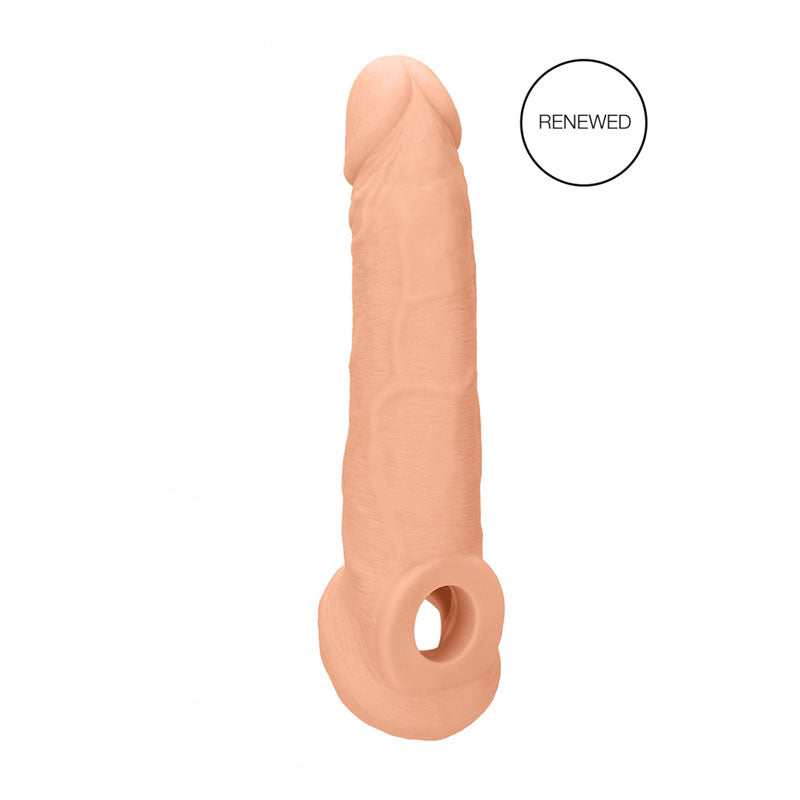 Realrock 9'' Realistic Penis Extender With Rings Flesh 22.9 Cm Penis Extension Sleeve