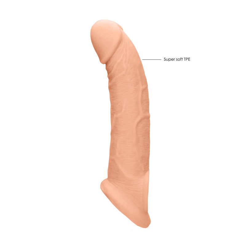 Realrock 9'' Realistic Penis Extender With Rings Flesh 22.9 Cm Penis Extension Sleeve