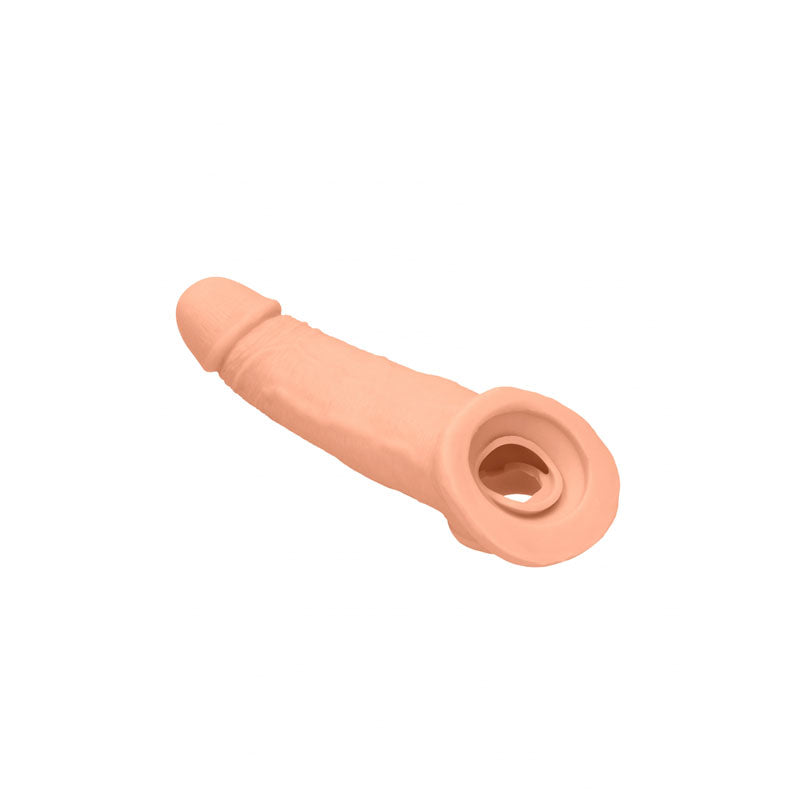 Realrock 9'' Realistic Penis Extender With Rings Flesh 22.9 Cm Penis Extension Sleeve