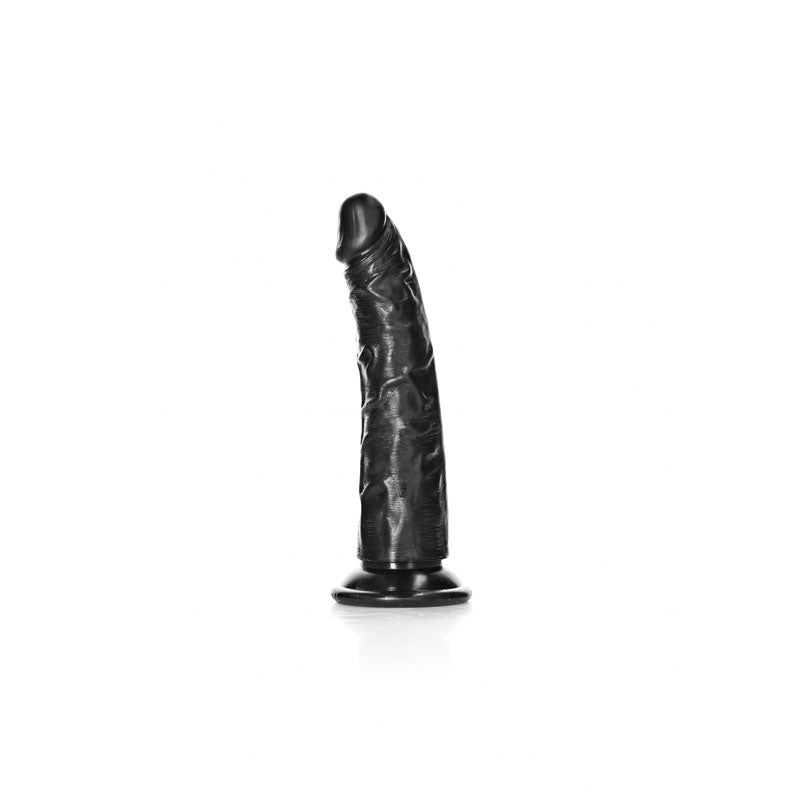 Realrock Realistic Slim Dildo Without Balls 15.5 Cm Black 15.5 Cm (6'') Dong
