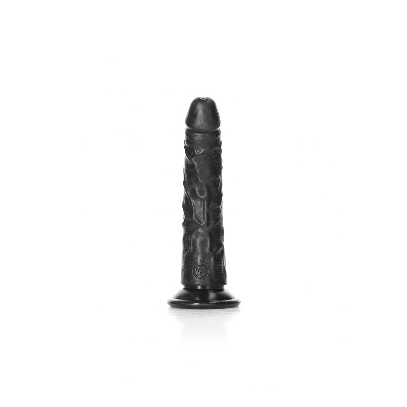 Realrock Realistic Slim Dildo Without Balls 15.5 Cm Black 15.5 Cm (6'') Dong