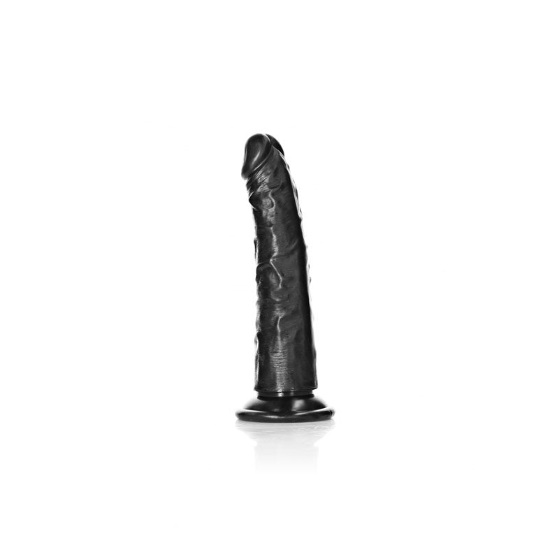 Realrock Realistic Slim Dildo Without Balls 15.5 Cm Black 15.5 Cm (6'') Dong