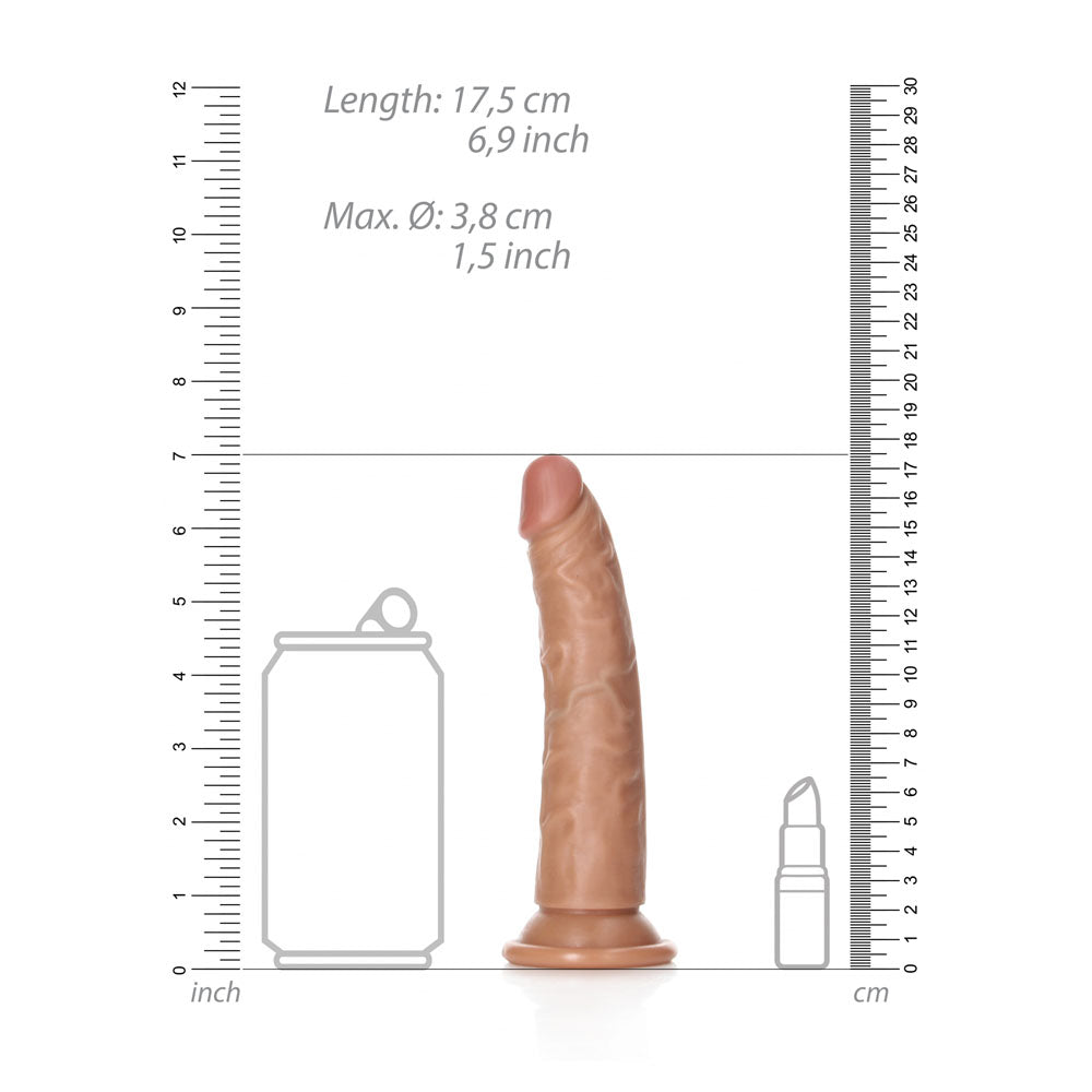 Realrock Realistic Slim Dildo Without Balls 15.5 Cm Tan 15.5 Cm (6'') Dong