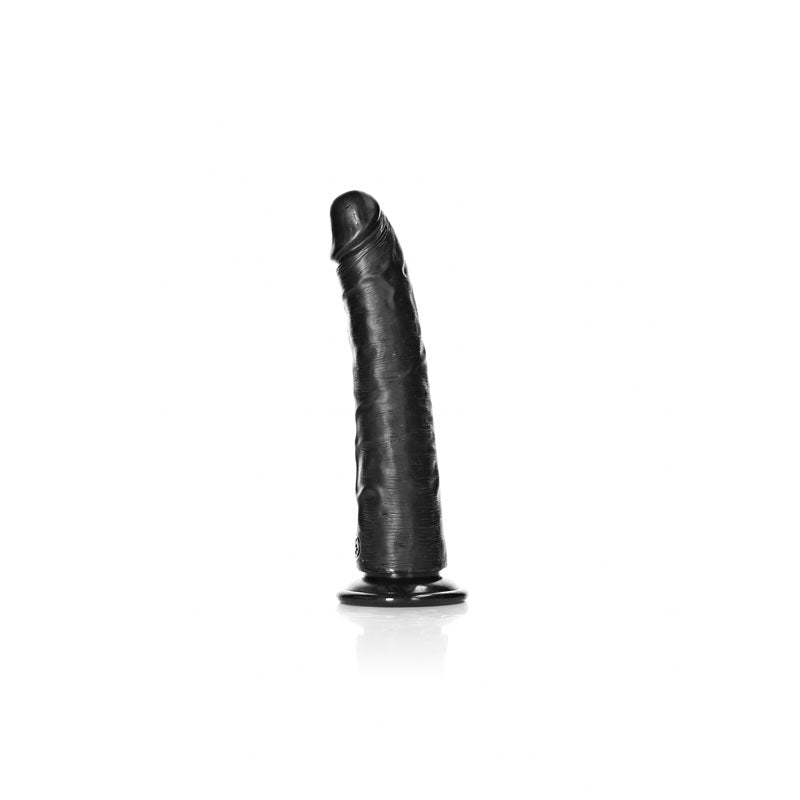 Realrock Realistic Slim Dildo With Suction Cup 18cm Black 18 Cm (7'') Dong