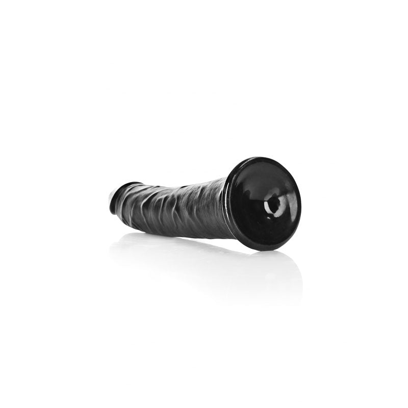Realrock Realistic Slim Dildo With Suction Cup 18cm Black 18 Cm (7'') Dong