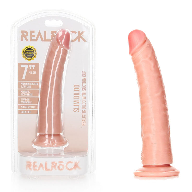 Realrock Realistic Slim Dildo With Suction Cup 18cm Flesh 18 Cm (7'') Dong