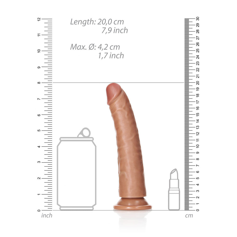 Realrock Realistic Slim Dildo With Suction Cup 18cm Tan 18 Cm (7'') Dong