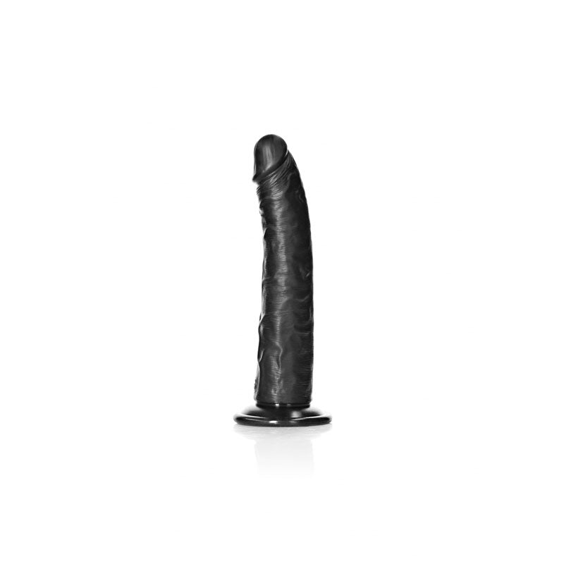 Realrock Realistic Slim Dildo With Suction Cup 20.5cm Black 20.5 Cm (8'') Dong