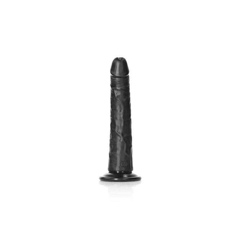 Realrock Realistic Slim Dildo With Suction Cup 20.5cm Black 20.5 Cm (8'') Dong