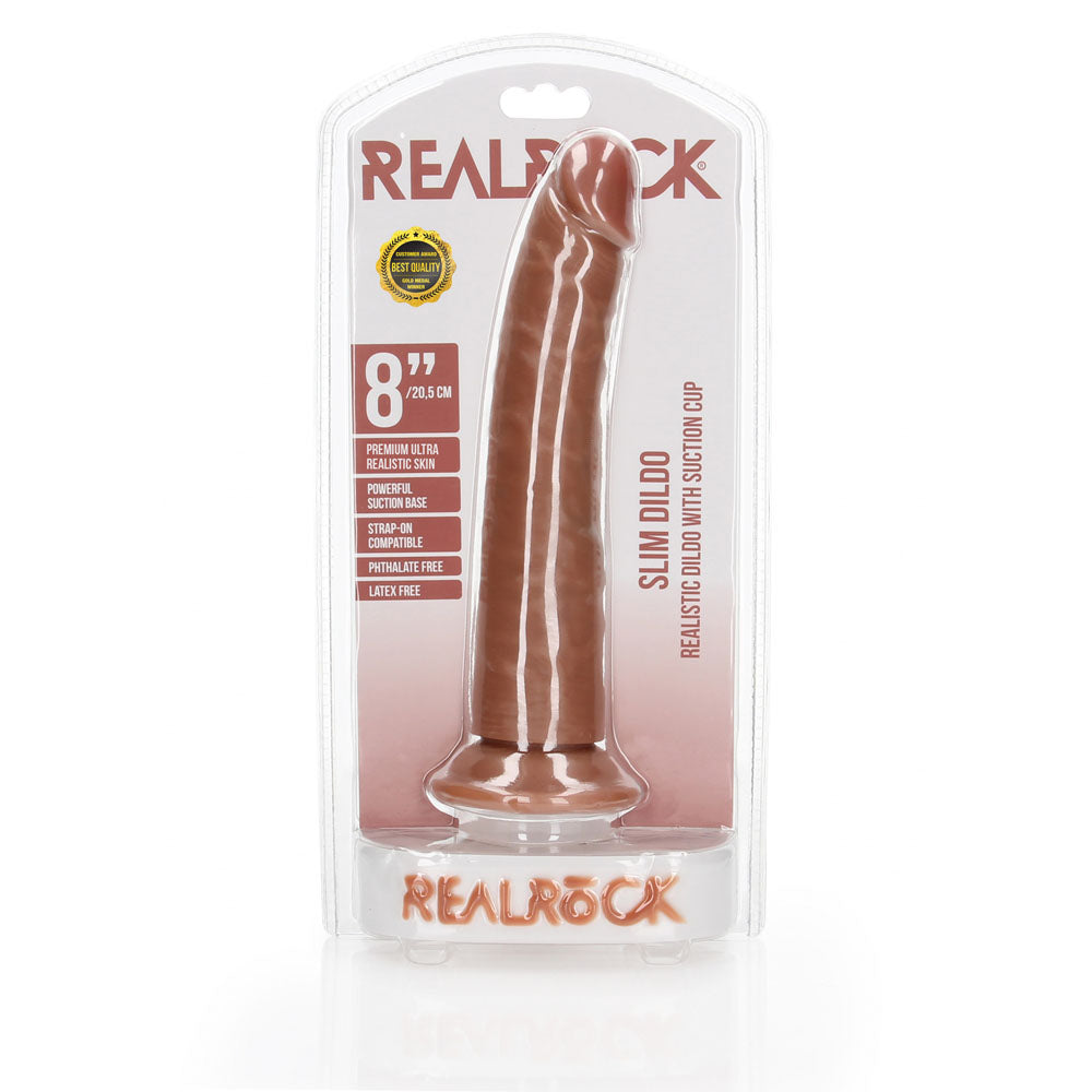 Realrock Realistic Slim Dildo With Suction Cup 20.5cm Tan 20.5 Cm (8'') Dong