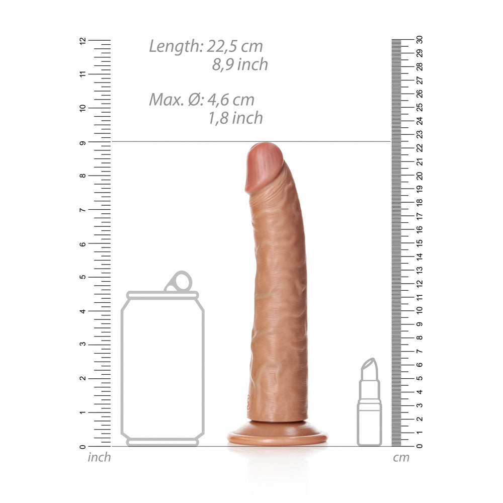 Realrock Realistic Slim Dildo With Suction Cup 20.5cm Tan 20.5 Cm (8'') Dong
