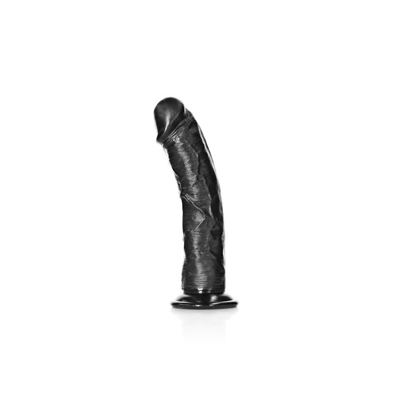 Realrock Realistic Regular Curved Dildo With Suction Cup 18 Cm Black 18 Cm (7'') Dong