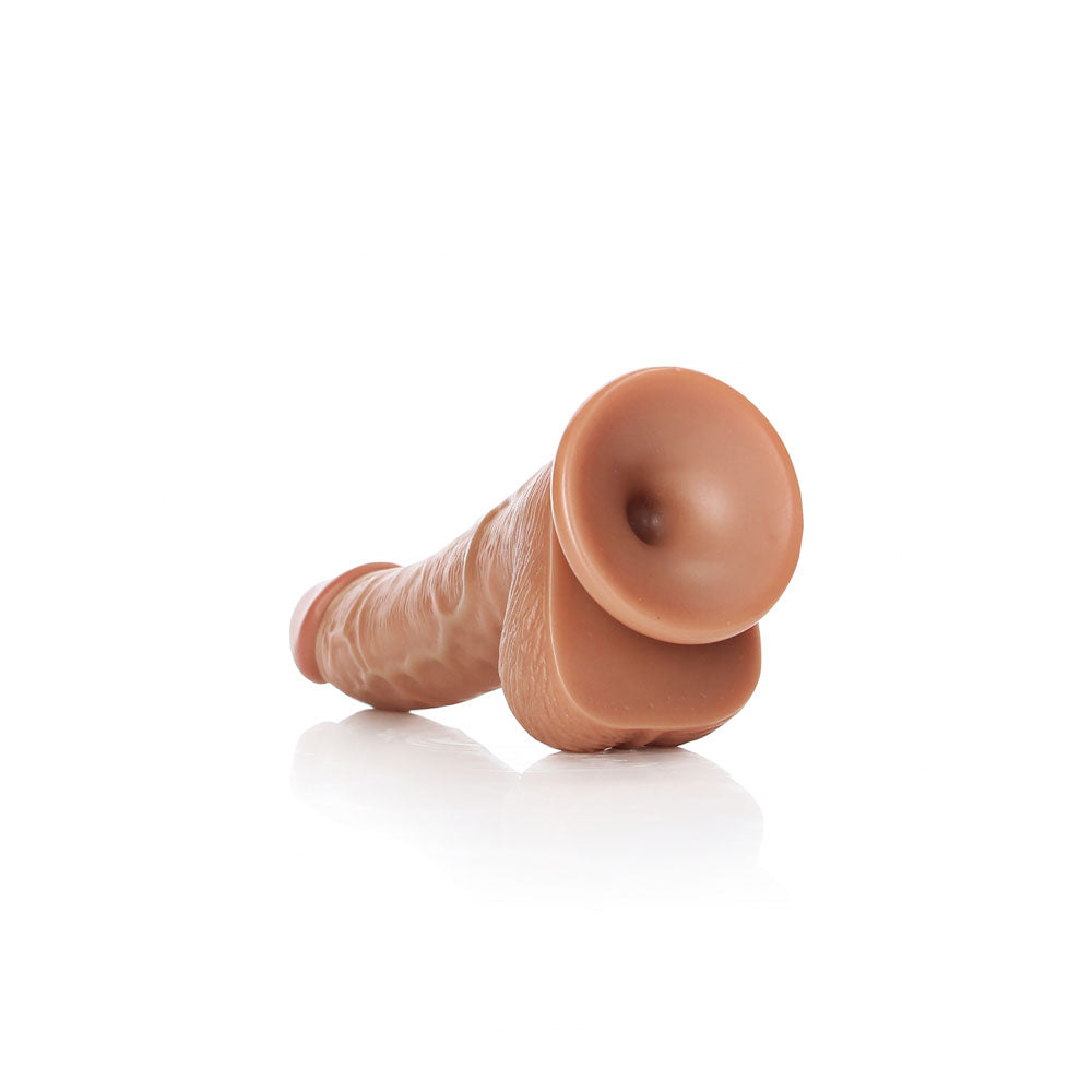 Realrock Realistic Regular Curved Dong With Balls 15.5 Cm Tan 15.5 Cm (6'') Dong