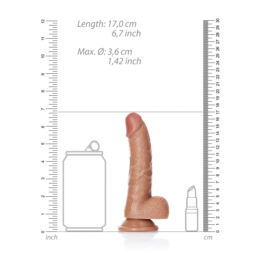 Realrock Realistic Regular Curved Dong With Balls 15.5 Cm Tan 15.5 Cm (6'') Dong