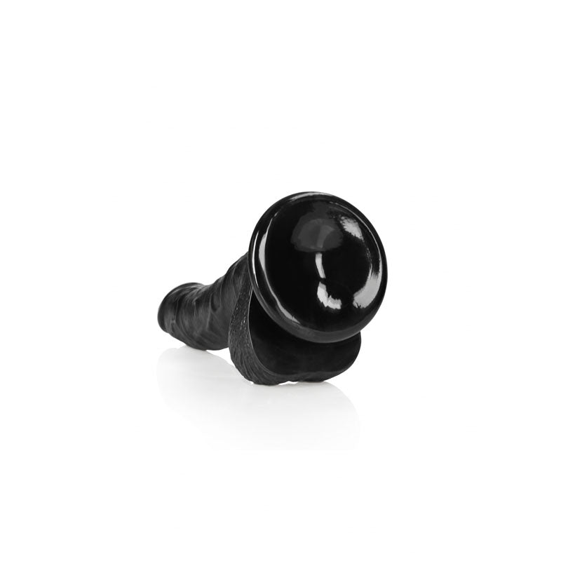 Realrock Realistic Regular Curved Dong With Balls 18 Cm Black 18 Cm (7'') Dong