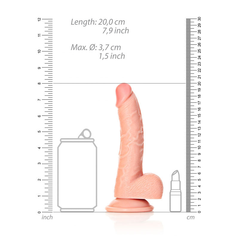 Realrock Realistic Regular Curved Dong With Balls 18 Cm Flesh 18 Cm (7'') Dong