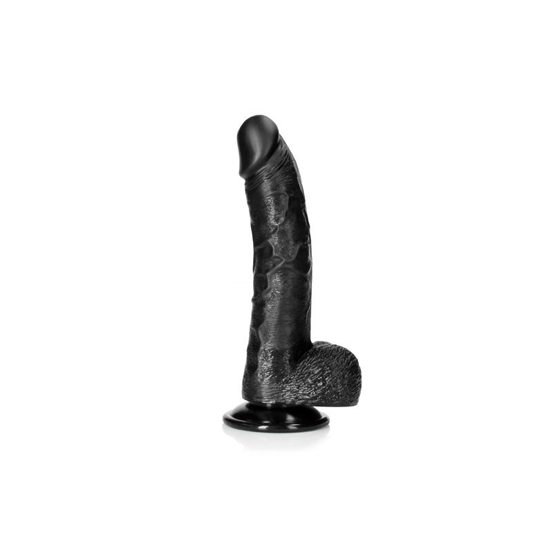 Realrock Realistic Regular Curved Dong With Balls 20.5 Cm Black 20.5 Cm (8'') Dong