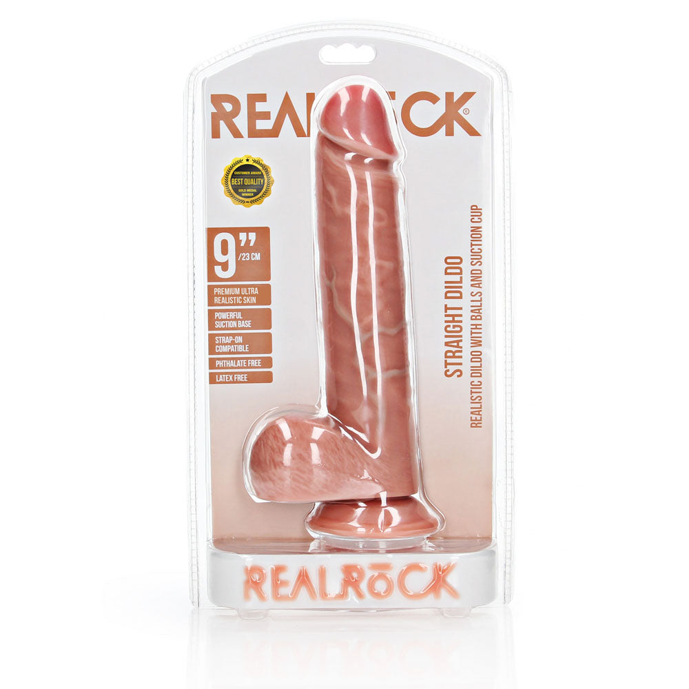 Realrock Straight Realistic Dildo With Balls 23 Cm Flesh 23 Cm (9'') Dong