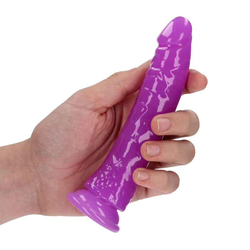 Realrock 15.5 Cm Slim Glow In The Dark Neon Purple Glow In Dark Purple 15.5 Cm (6'') Dong