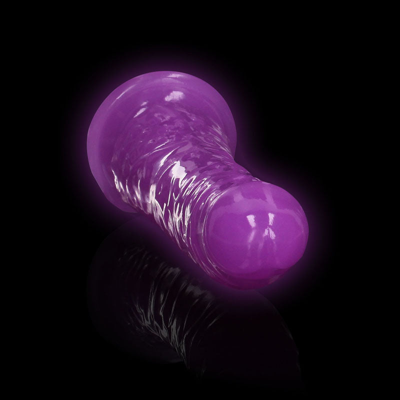 Realrock 15.5 Cm Slim Glow In The Dark Neon Purple Glow In Dark Purple 15.5 Cm (6'') Dong