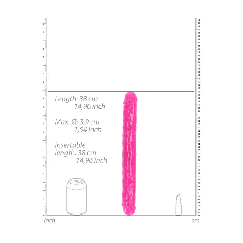 Realrock 38 Cm Double Dong Glow Pink Pink 38 Cm (15'') Double Dong