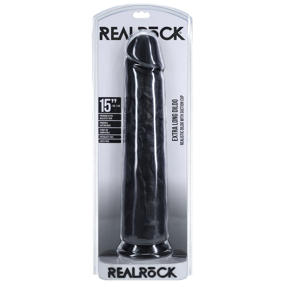 Realrock 38cm Extra Long Dildo Black Black 38 Cm (15'') Extra Long Dong
