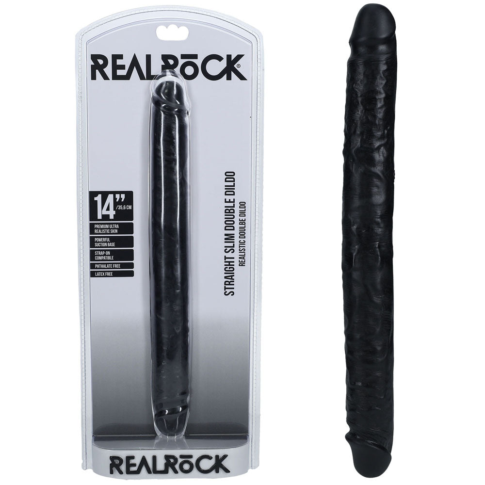 Realrock 35cm Slim Double Dildo Black Black 35 Cm (14'') Double Dong
