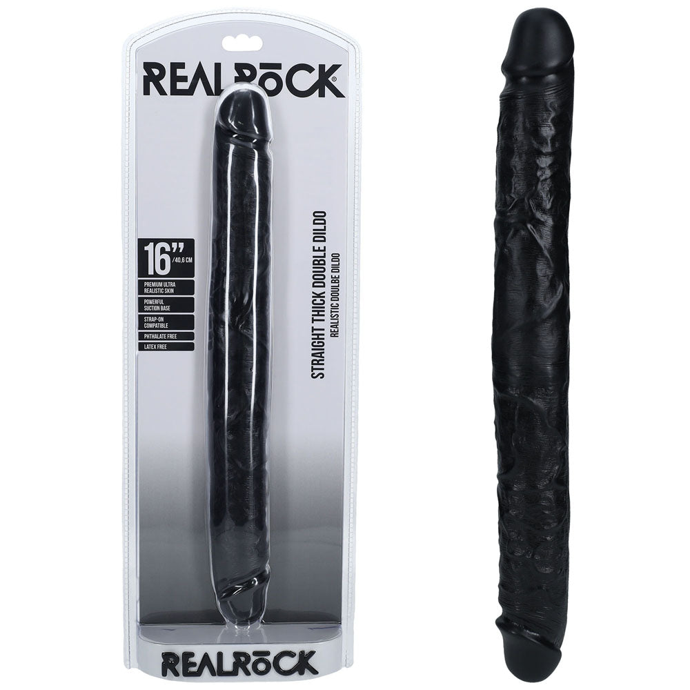 Realrock 40cm Thick Double Dildo Black Black 40 Cm (16'') Thick Double Dong
