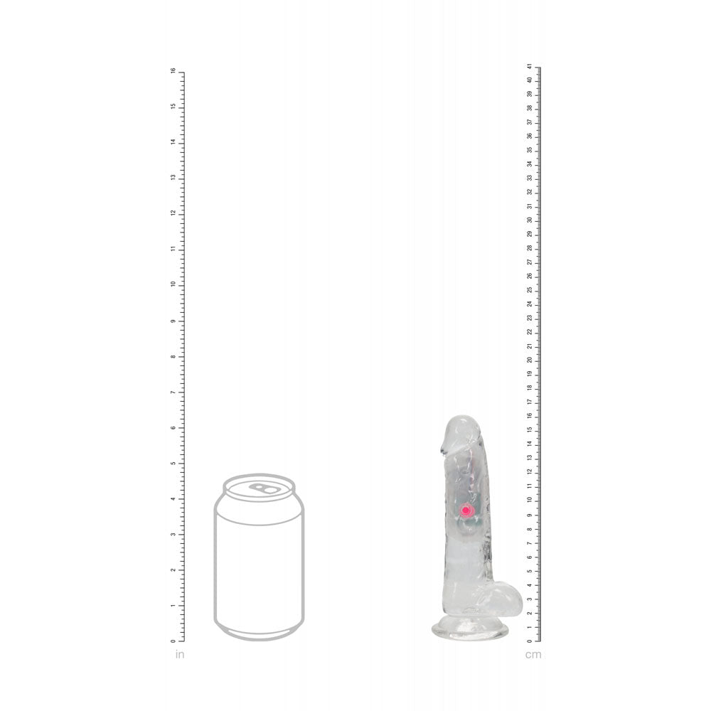Realrock 6'' With Balls Wireless Rechargeable Led Vibrating Dong Clear With Led 16.2 Cm Usb Rechargeable Vibrating Dong With Remote