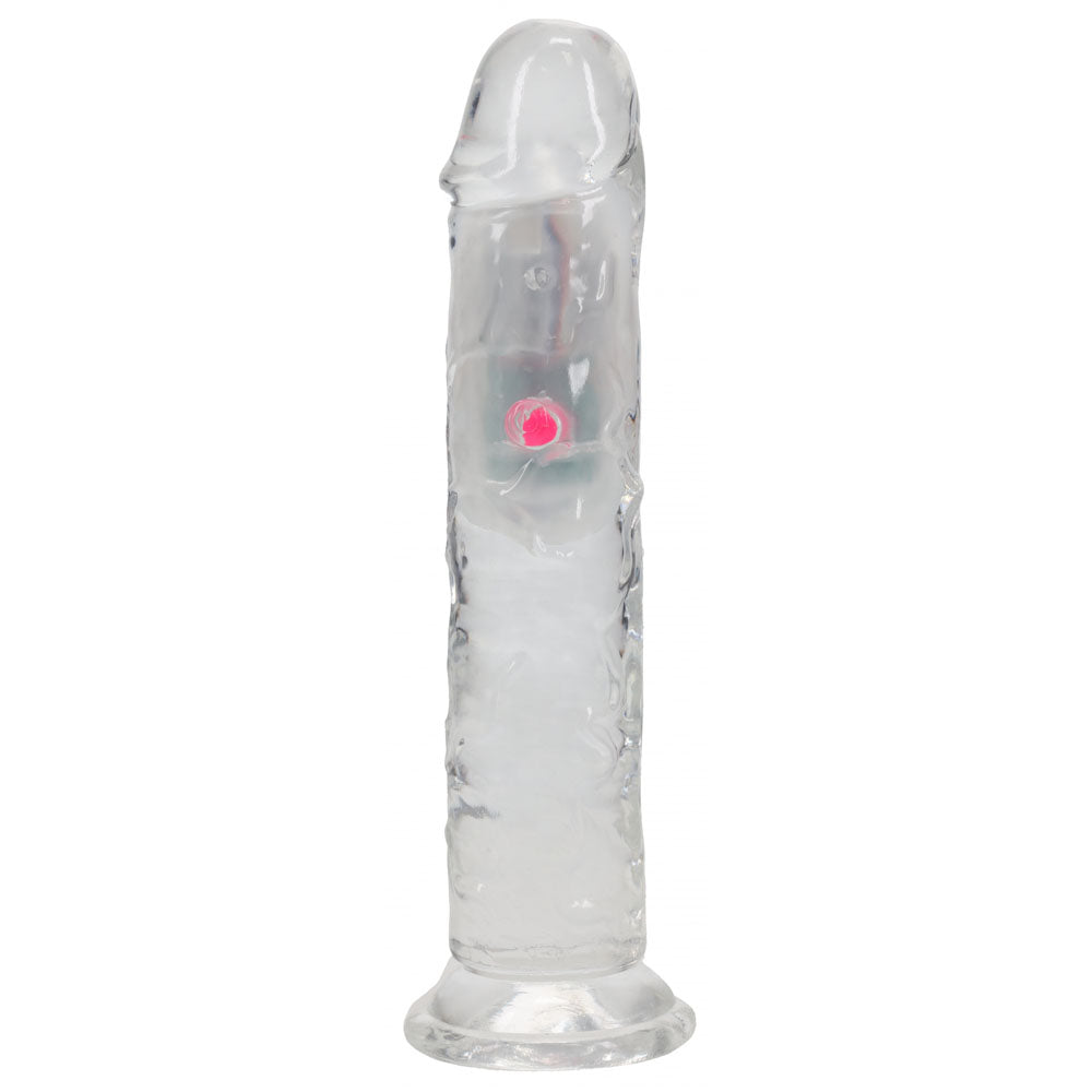 Realrock 7'' No Balls Wireless Rechargeable Led Vibrating Dong Clear With Led 20 Cm Usb Rechargeable Vibrating Dong With Remote