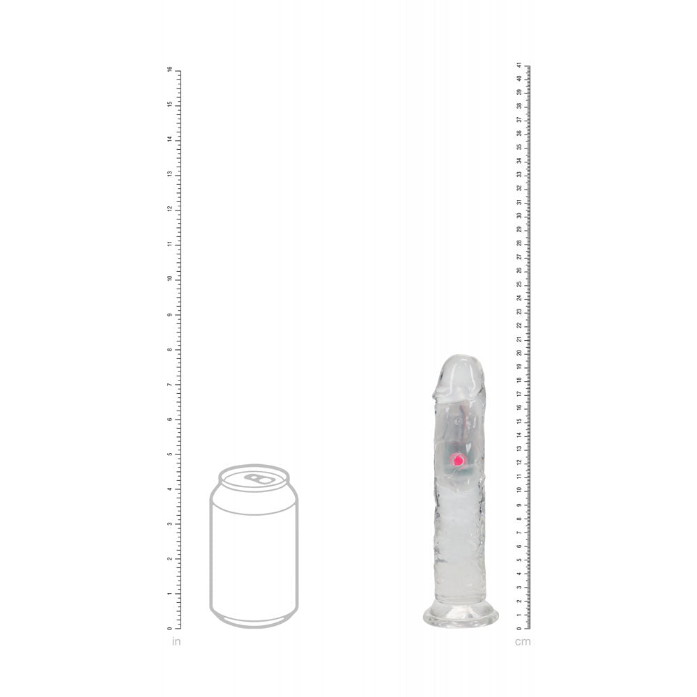 Realrock 7'' No Balls Wireless Rechargeable Led Vibrating Dong Clear With Led 20 Cm Usb Rechargeable Vibrating Dong With Remote