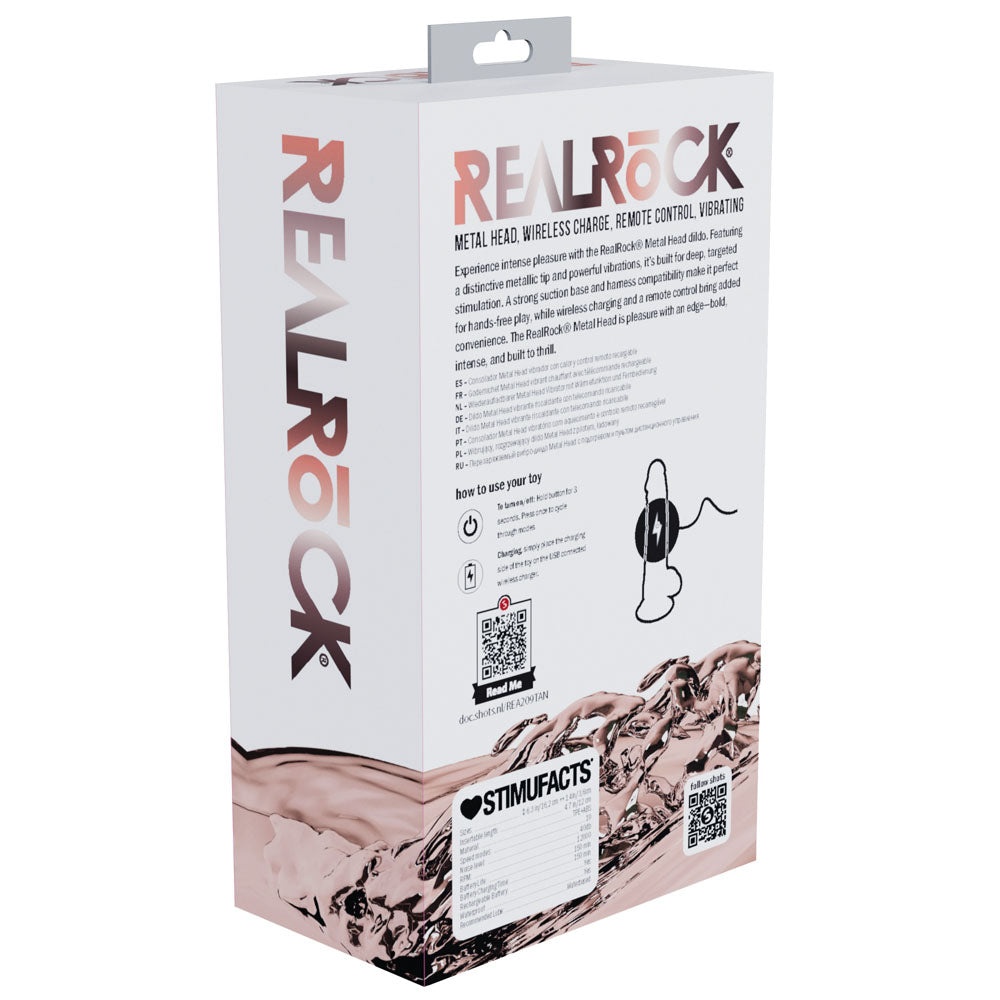 Realrock Metal Head 6'' Rechargeable Dildo Tan Tan 16.2 Cm Usb Rechargeable Vibrating Dildo With Metal Head And Wireless Remote