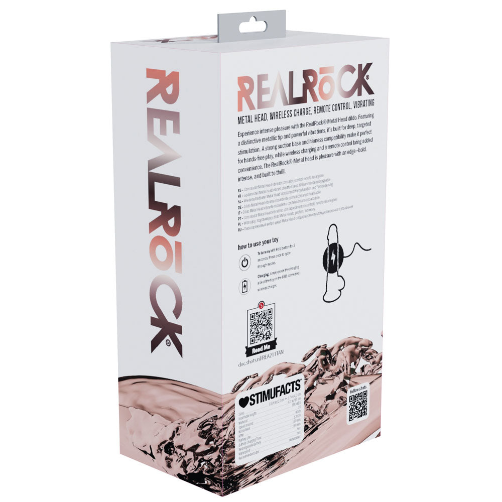 Realrock Metal Head 8'' Rechargeable Dildo Tan Tan 22 Cm Usb Rechargeable Vibrating Dildo With Metal Head And Wireless Remote