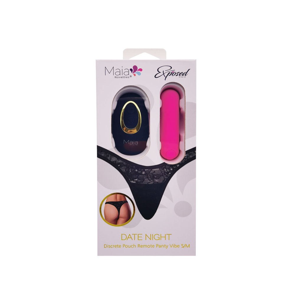Maia Date Night Panty Vibe S/M Black S/M Panty With Pink Usb Rechargeable Bullet & Remote