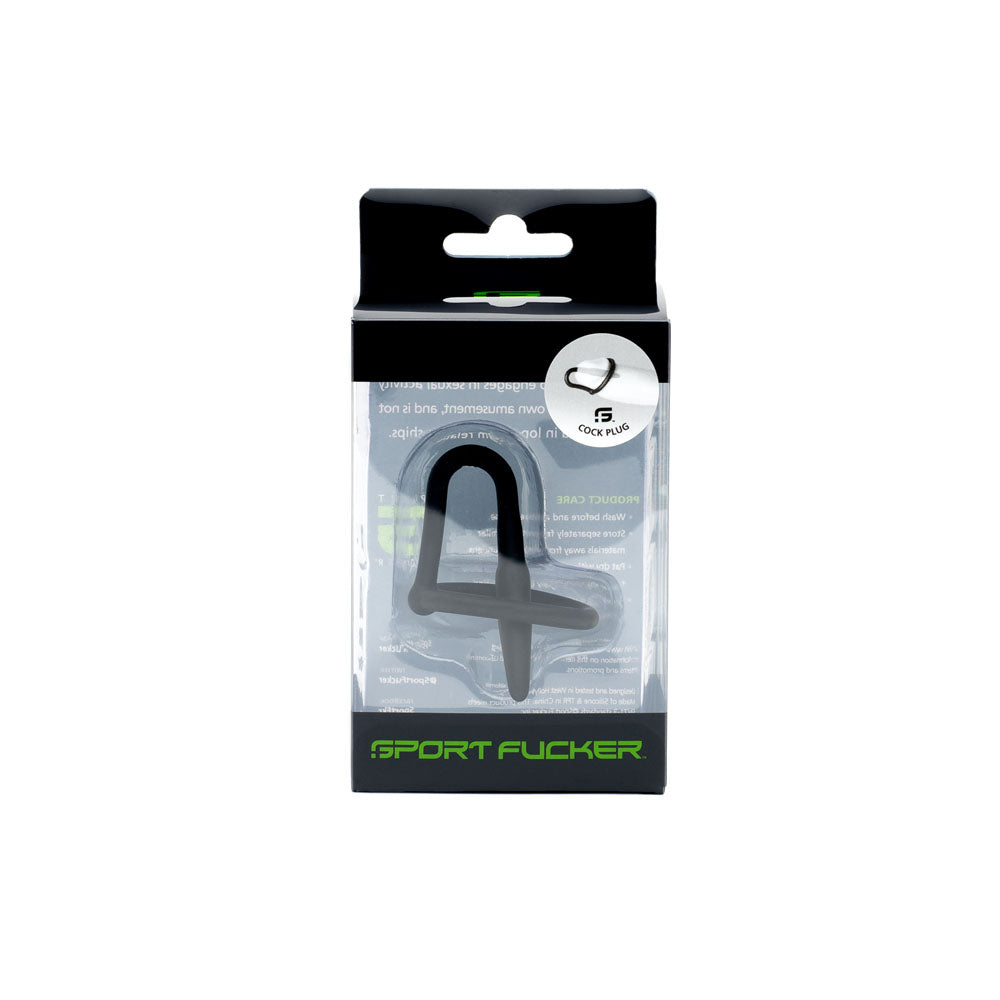 Sport Fucker Cock Plug Black Cock Ring With Urethral Sound