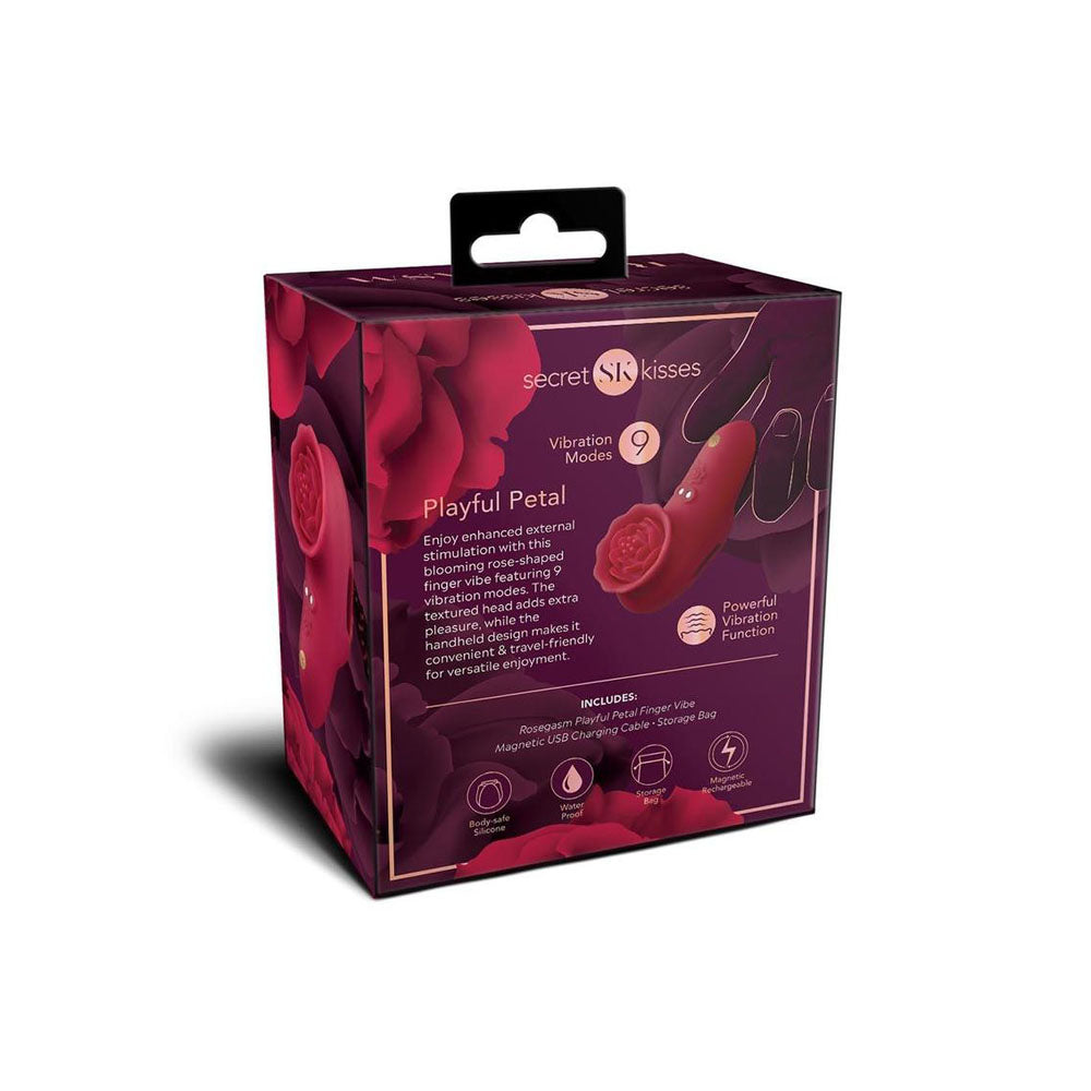Secret Kisses Rosegasm Playful Petal Red Usb Rechargeable Finger Stimulator