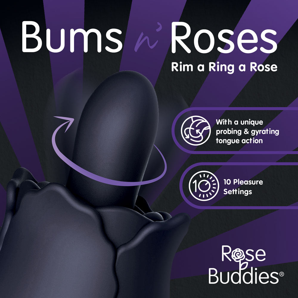 Skins Rose Buddies The Bums N Roses Black Usb Rechargeable Anal Rimming Stimulator