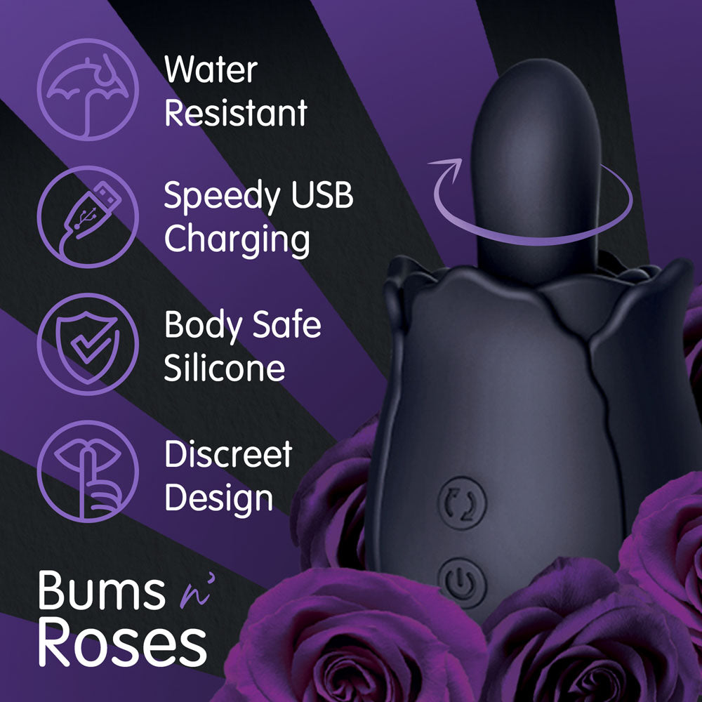 Skins Rose Buddies The Bums N Roses Black Usb Rechargeable Anal Rimming Stimulator