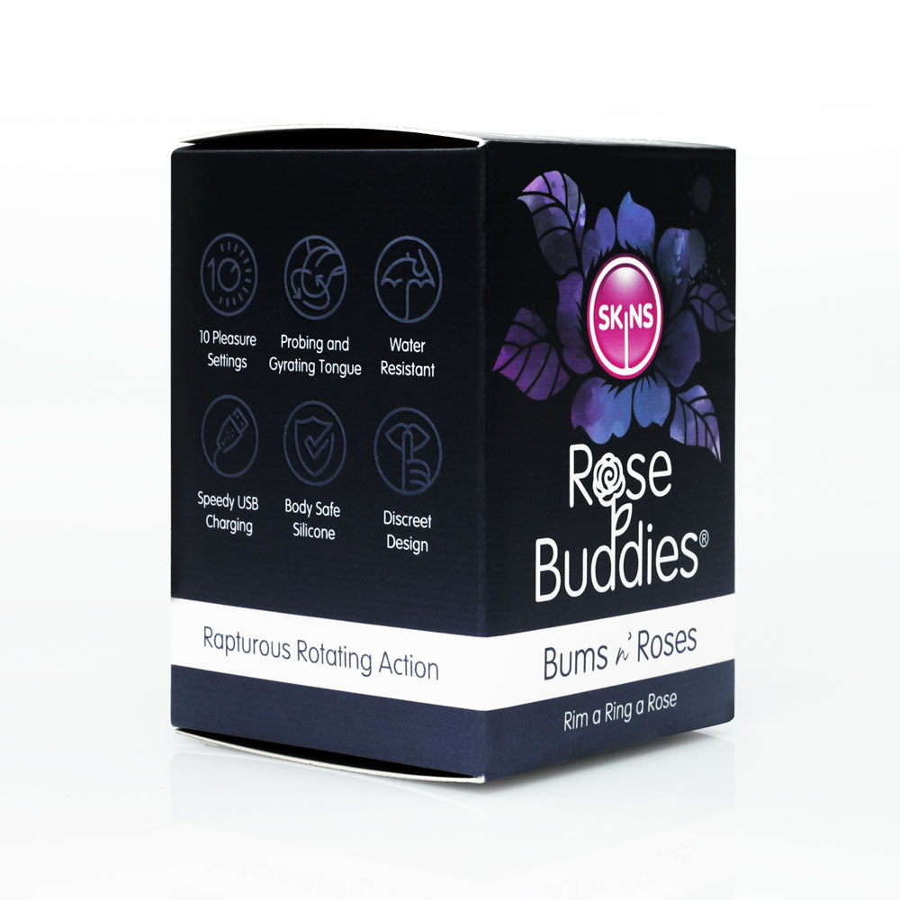 Skins Rose Buddies The Bums N Roses Black Usb Rechargeable Anal Rimming Stimulator