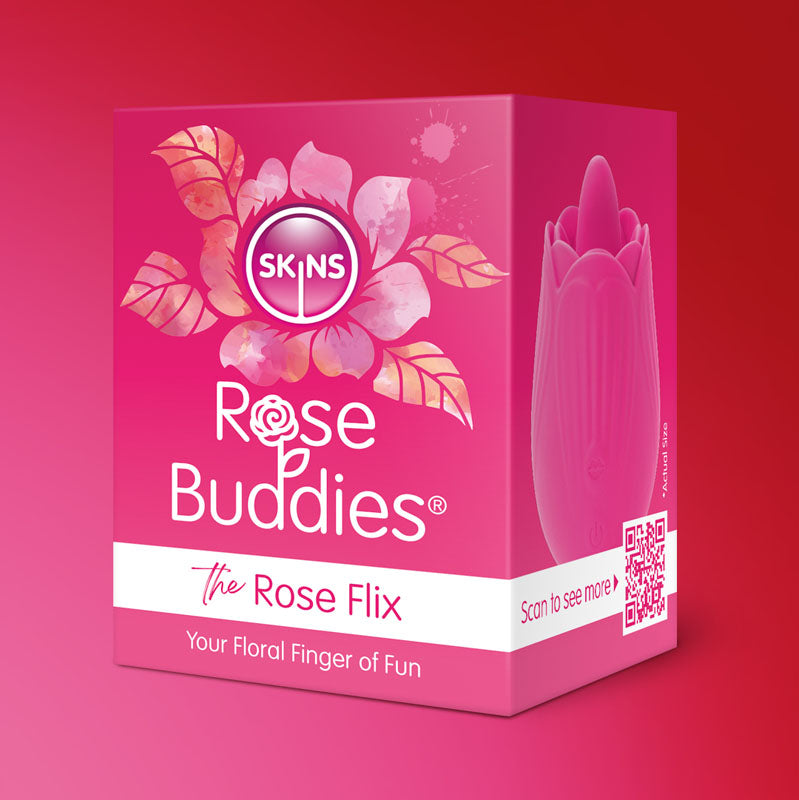 Skins Rose Buddies The Rose Flix Pink Usb Rechargeable Flicking Rose Stimulator