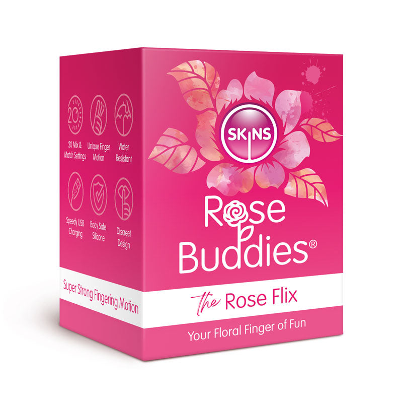 Skins Rose Buddies The Rose Flix Pink Usb Rechargeable Flicking Rose Stimulator