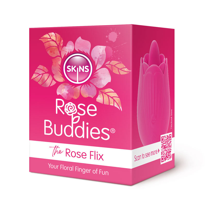 Skins Rose Buddies The Rose Flix Pink Usb Rechargeable Flicking Rose Stimulator